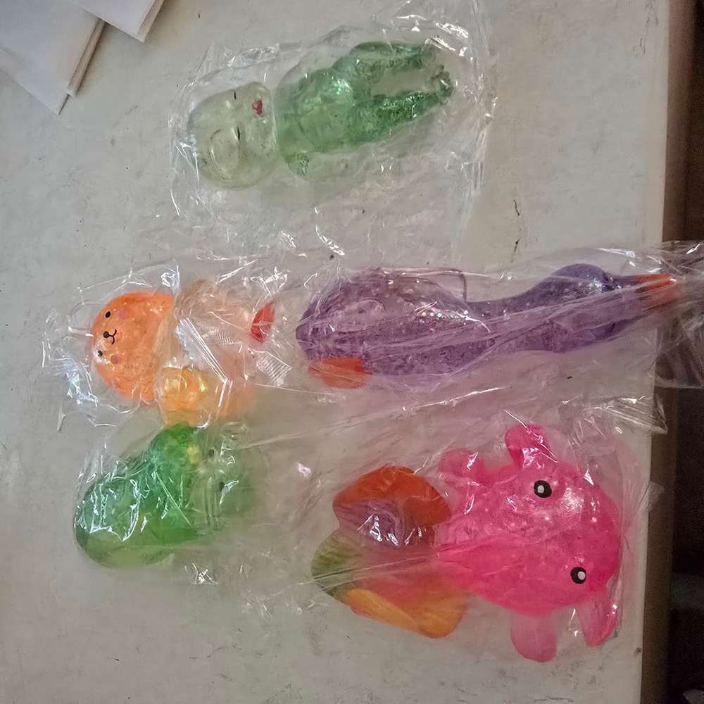 Slow Rising Sugar Squishy Lot Glitter Sensory Fidget Toys Pink Axolotl Bunny 5pc